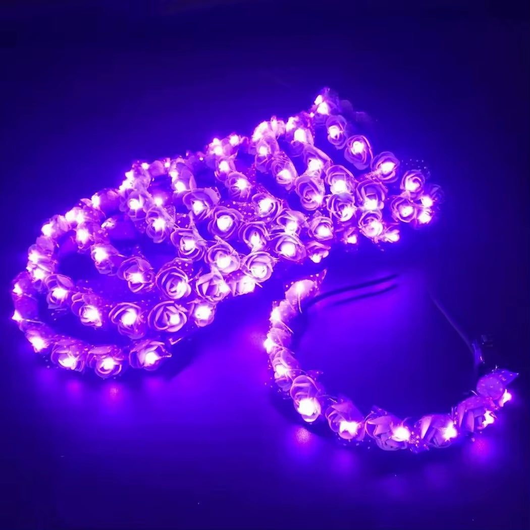 5/10/20/30Pcs Diadema de Flores con Luces LED – Brilla con Elegancia y Estilo ✨🌸