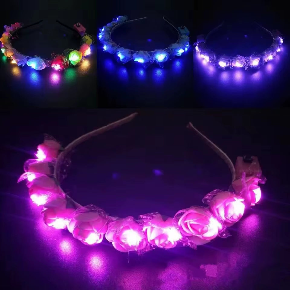 5/10/20/30Pcs Diadema de Flores con Luces LED – Brilla con Elegancia y Estilo ✨🌸