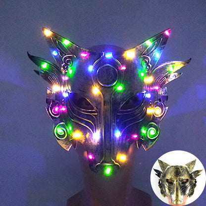 Máscara LED de Halloween Brillante para Fiesta, Máscara de Mitad de Cara, Neon Luminoso, Disfraces 🎭💡