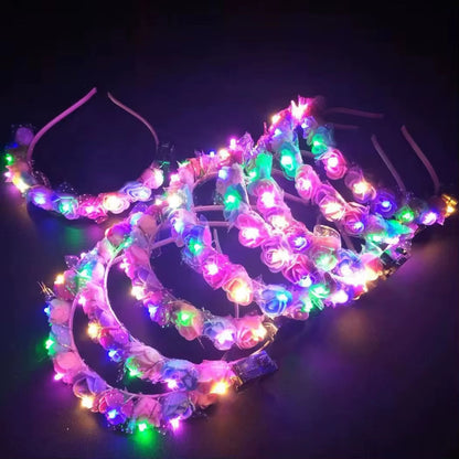 5/10/20/30Pcs Diadema de Flores con Luces LED – Brilla con Elegancia y Estilo ✨🌸