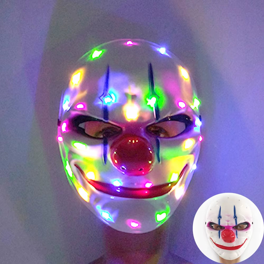 Máscara LED de Halloween Brillante para Fiesta, Máscara de Mitad de Cara, Neon Luminoso, Disfraces 🎭💡