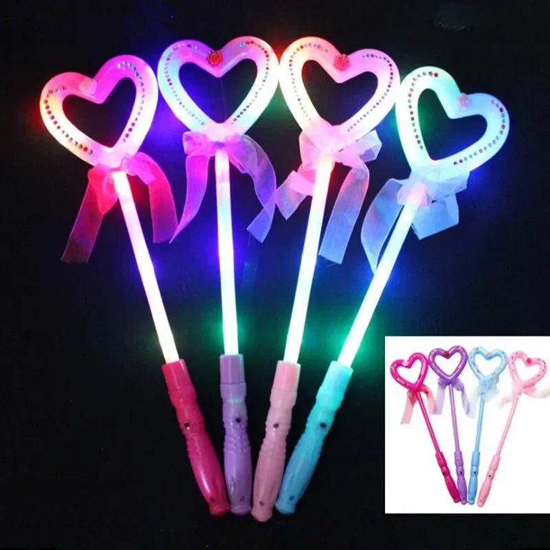 12Pcs Varita Mágica LED Luminoso con diseño de Corazones y Paletas - Accesorio para Cosplay, Conciertos y Fiestas