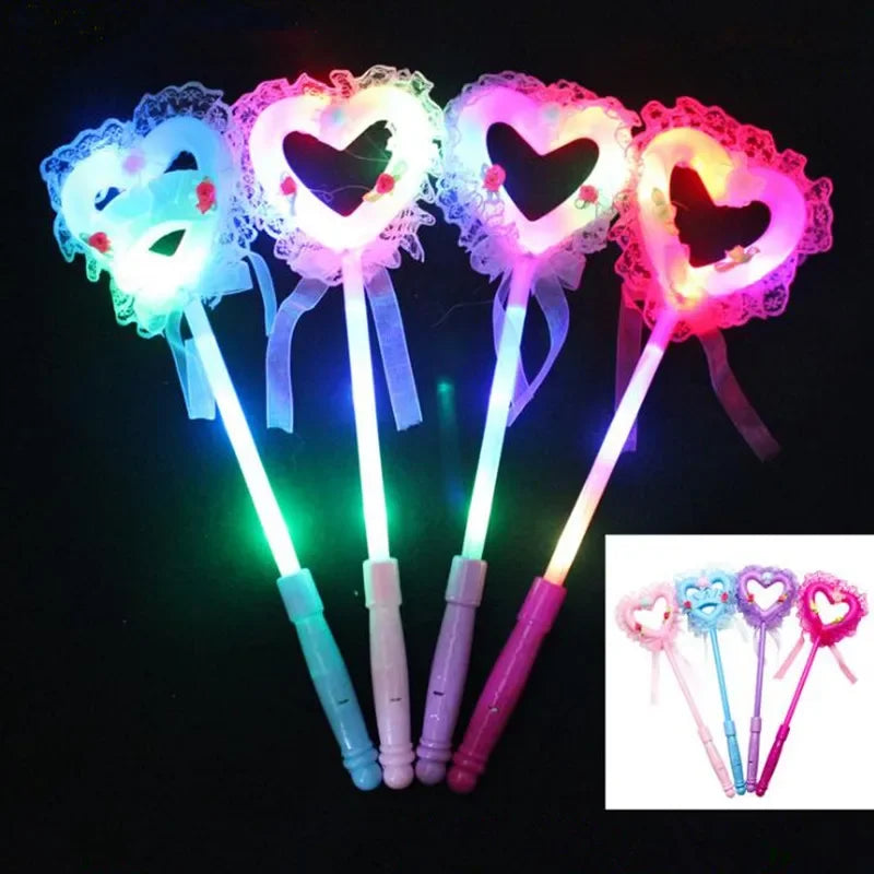 12Pcs Varita Mágica LED Luminoso con diseño de Corazones y Paletas - Accesorio para Cosplay, Conciertos y Fiestas