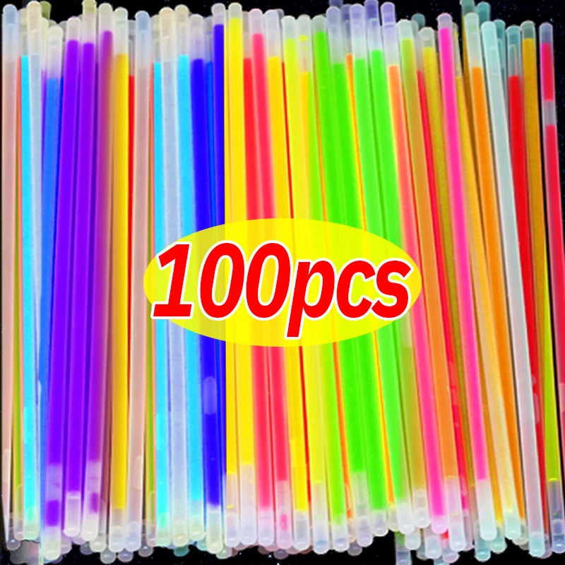 10/100Pcs Barras Fluorescentes para Fiestas – Varitas Brillantes y Flexibles para una Noche de Color 🎉✨