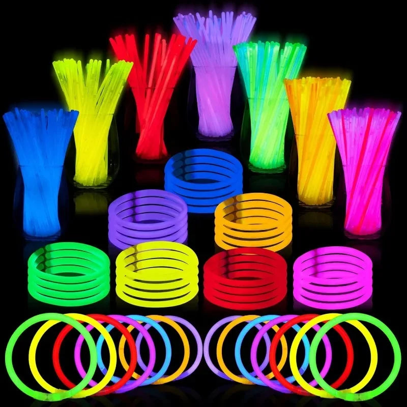 10/100Pcs Barras Fluorescentes para Fiestas – Varitas Brillantes y Flexibles para una Noche de Color 🎉✨