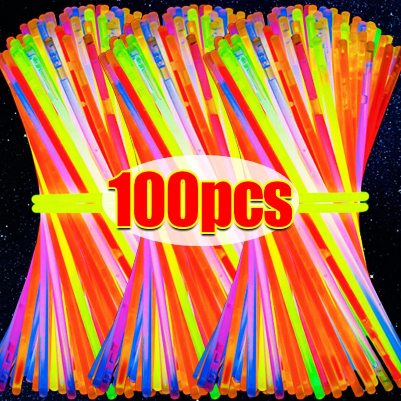 10/100Pcs Barras Fluorescentes para Fiestas – Varitas Brillantes y Flexibles para una Noche de Color 🎉✨