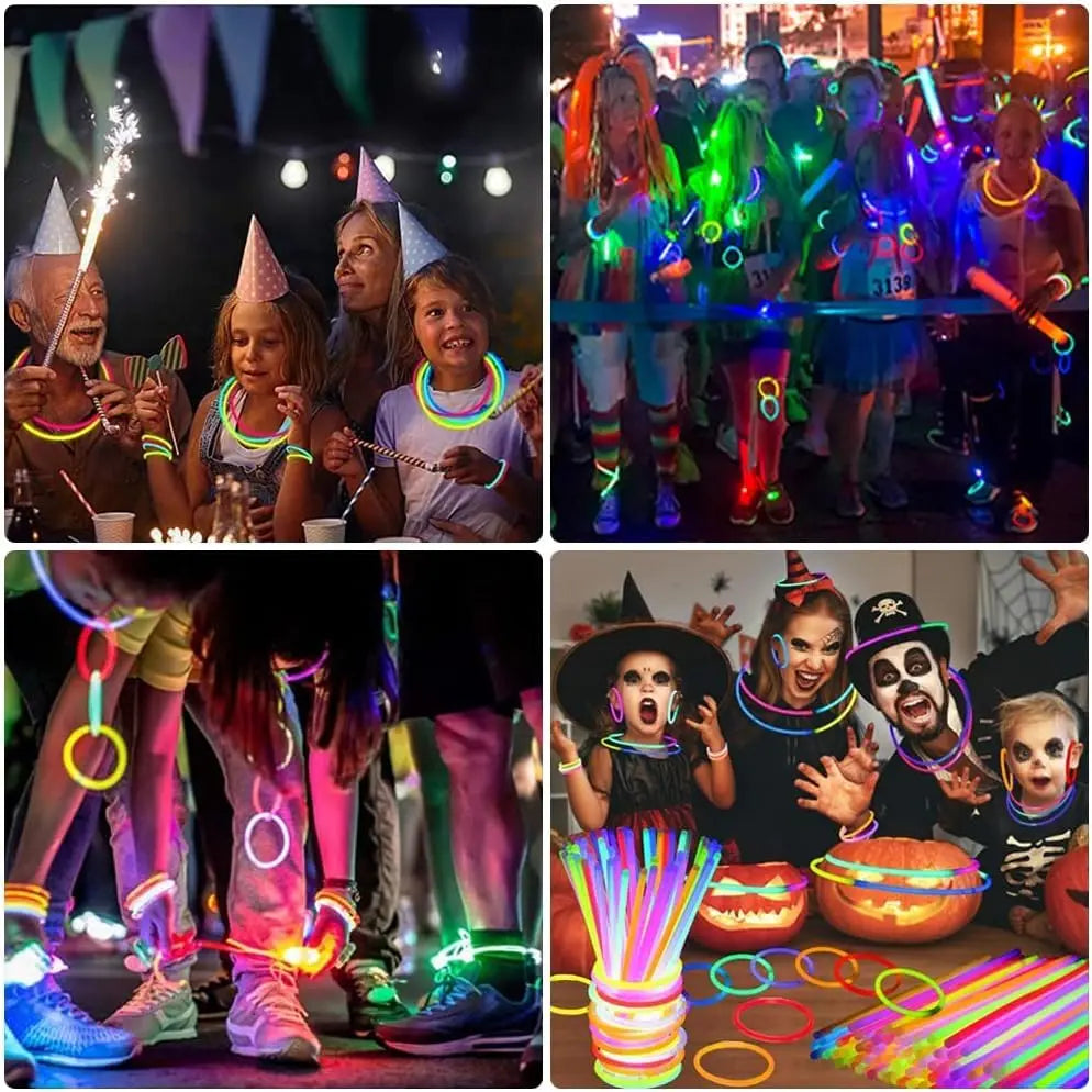 10/100Pcs Barras Fluorescentes para Fiestas – Varitas Brillantes y Flexibles para una Noche de Color 🎉✨