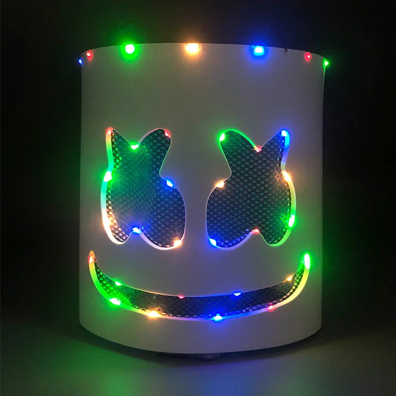 Máscara LED DJ Marshmallow y Guantes LED – Accesorio Iluminado para Fiestas y Eventos 🎧🍬✨