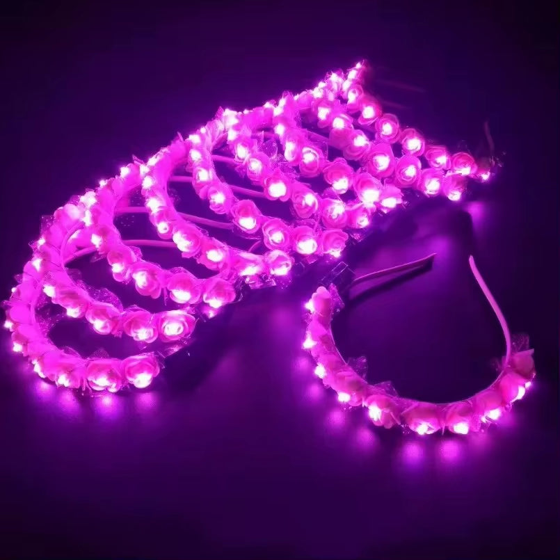 5/10/20/30Pcs Diadema de Flores con Luces LED – Brilla con Elegancia y Estilo ✨🌸