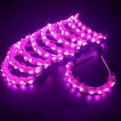 5/10/20/30Pcs Diadema de Flores con Luces LED – Brilla con Elegancia y Estilo ✨🌸