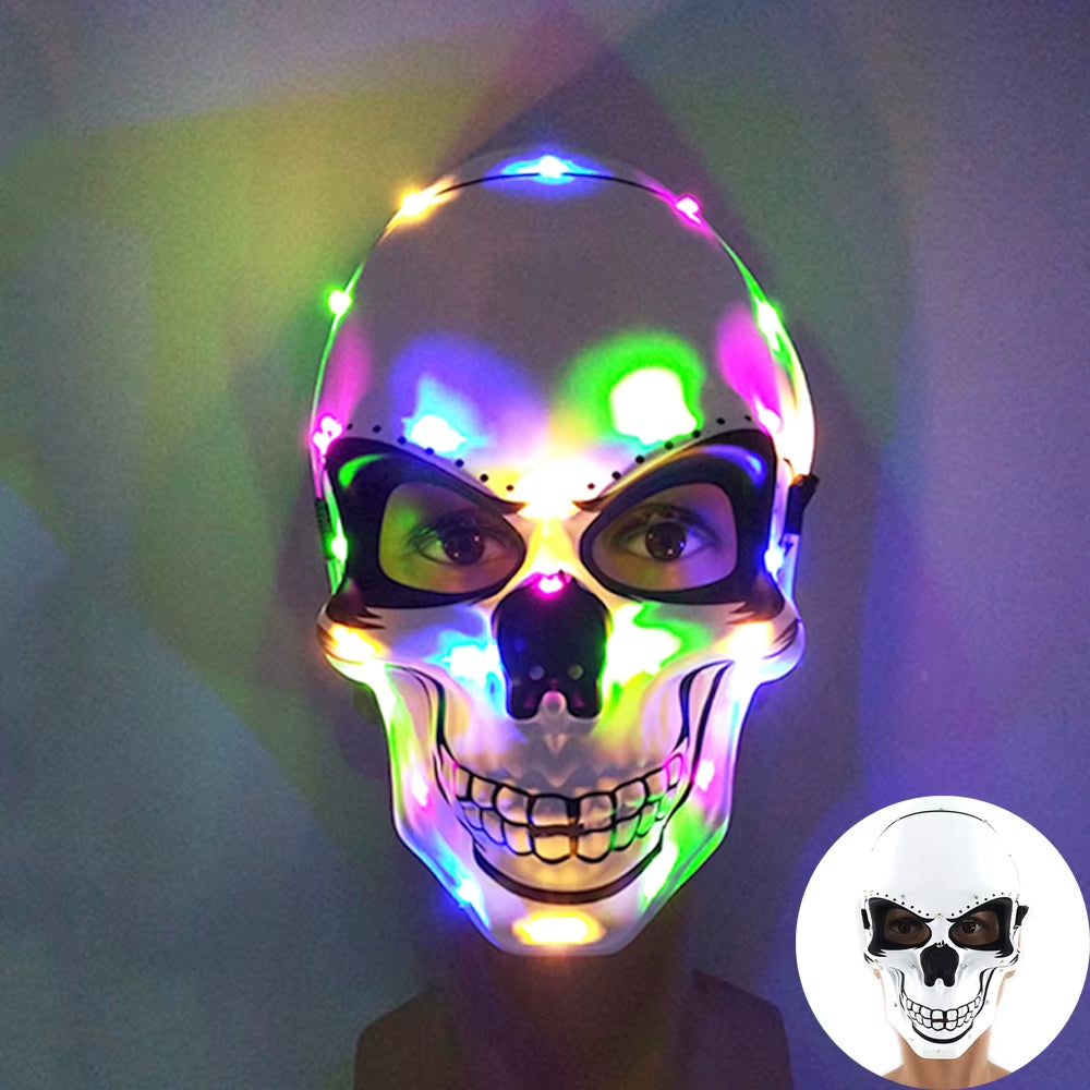 Máscara LED de Halloween Brillante para Fiesta, Máscara de Mitad de Cara, Neon Luminoso, Disfraces 🎭💡