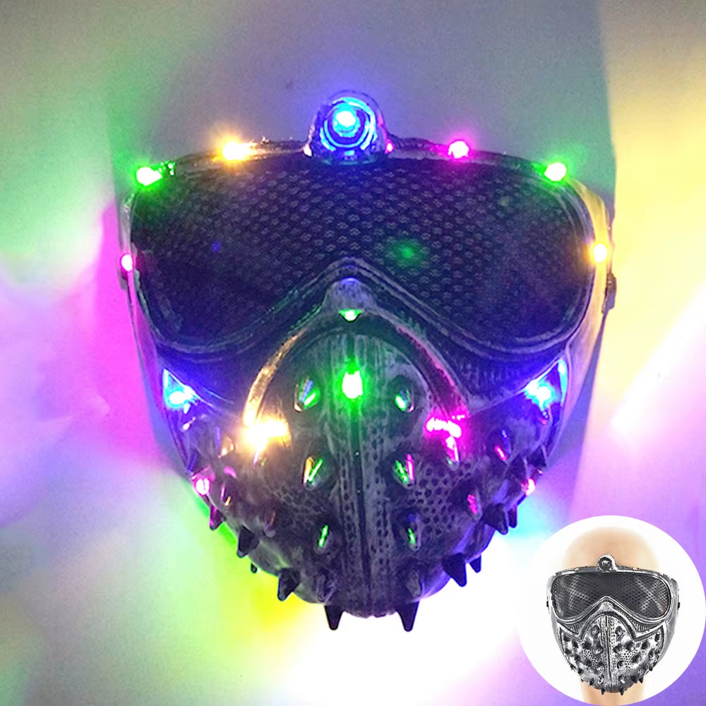 Máscara LED de Halloween Brillante para Fiesta, Máscara de Mitad de Cara, Neon Luminoso, Disfraces 🎭💡