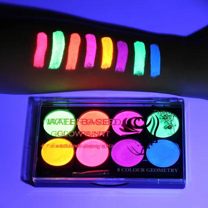 8 Colors Face Body Art Paint UV Glow Fluorescent Glowing Christmas Halloween Party Fancy Dress Beauty Makeup Tool