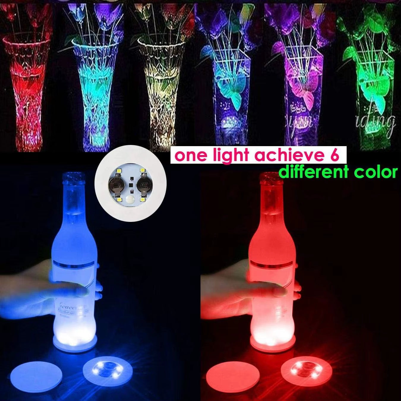 1-200PCS Posavasos LED Iluminados – Adhesivos Luminosos para Botellas y Vasos 🍷✨