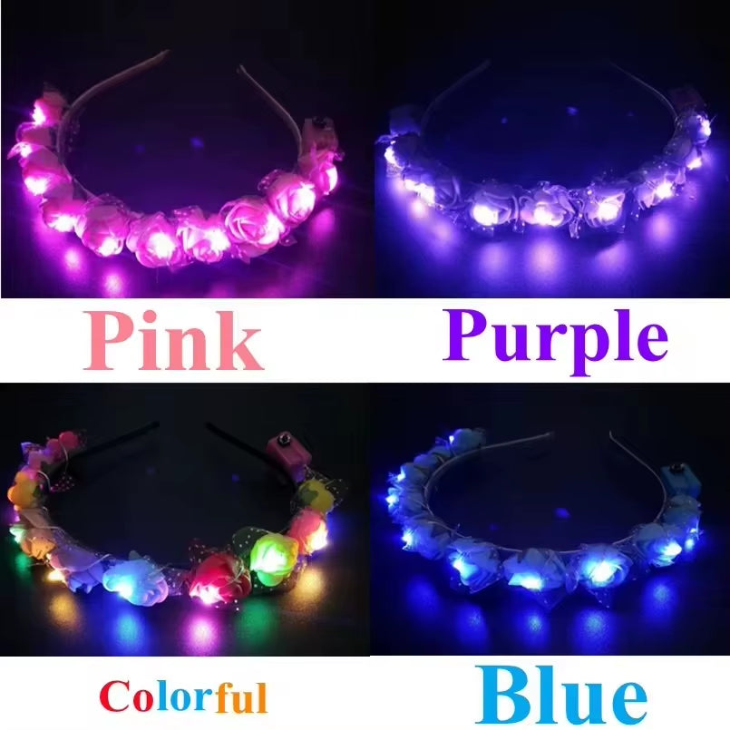 5/10/20/30Pcs Diadema de Flores con Luces LED – Brilla con Elegancia y Estilo ✨🌸